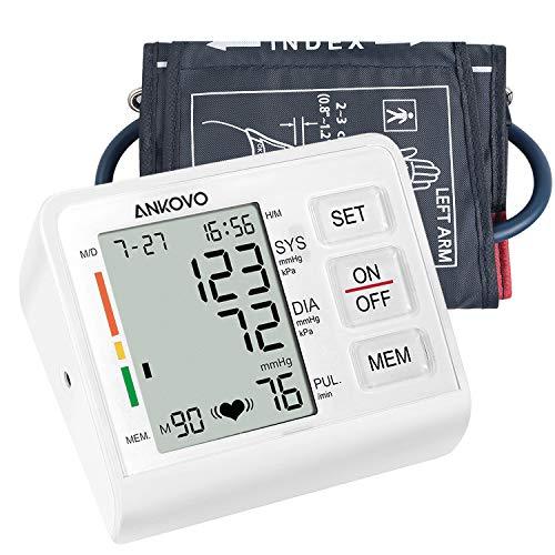 ANKOVO Blood Pressure Monitor Upper Arm Automatic Digital Blood Pressure Machine with Adjustable Cuff and Large Screen Blood Pressure Kit for Home Use